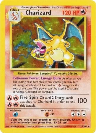 Pokémon Charizard 4/102 Holo Rare Base Set Unlimited Card