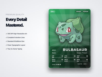 Pokémon National Pokédex Placeholder 001-1025 | Gen 1-9 Complete | Printable Pokémon Cards | Binder Organizer Tracker | 300 DPI | ENGLISH