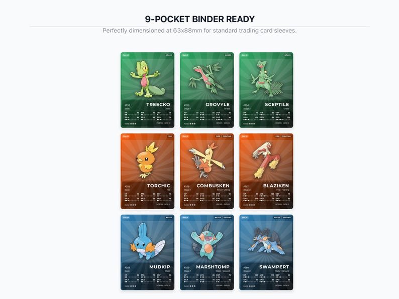 Pokémon Hoenn Pokédex Placeholder 252-386 | Gen 3 Binder Organizer | Printable Pokémon Cards | Master Set Tracker | 300 DPI | ENGLISH