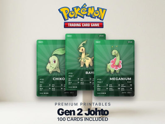 Pokémon Johto Pokédex Placeholder 152-251 | Gen 2 Binder Organizer | Printable Pokémon Cards | Master Set Tracker | 300 DPI | ENGLISH