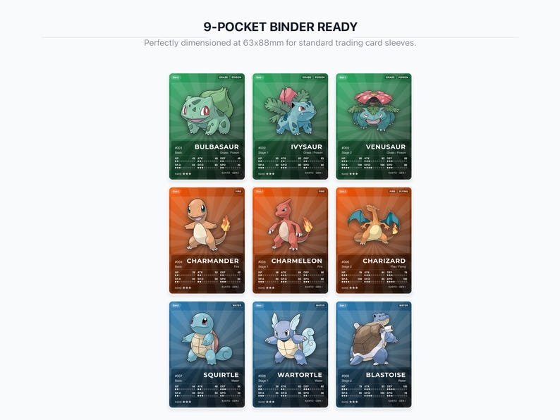 Pokémon Kanto Pokédex Placeholder 001-151 | Gen 1 Binder Organizer | Printable Pokémon Cards | Master Set Tracker | 300 DPI | ENGLISH
